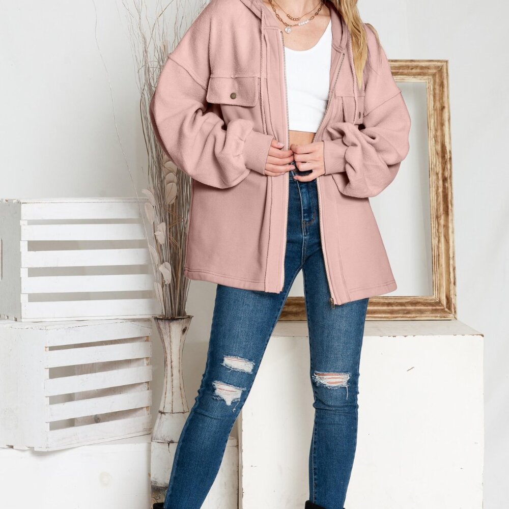 NWT Bishop Sleeve Zip Up Hoodie Jacket with Flap Pockets - Picture 4 of 8
